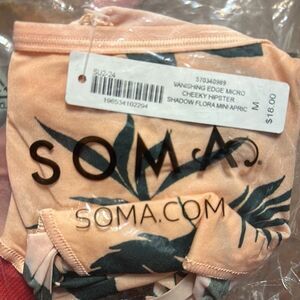 NWT SOMA Vanishing Edge Micro Cheeky Hipster in shadow flora mini apricot